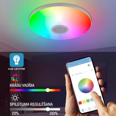 33-cm LED Ceiling Light with Bluetooth, furniture and interior, lighting ad in Riga 7