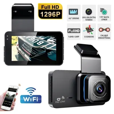 Wide-Angle FHD Car Dash Cam with G-Sensor, Wi-Fi, and Rearview Camera –..., video and security systems ad in Riga 4