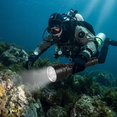 Underwater Flashlight with 7 LEDs (XM-L2 LED; 8,000 lumens; 200 m; Rechargeable), furniture and interior, lighting ad in Riga 3