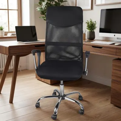 Ergonomisks biroja datorkrēsls siets melns 130 kg sēdeklis 46–57 cm TILT, mēbeles un interjers, apgaismojums sludinājums Rīgā 2