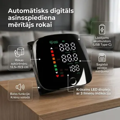 Asinsspiediena mērītājs rokai ar balss paziņojumiem, optika, dzirdes aparāti, veselības palīglīdzekļi sludinājums Rīgā 1