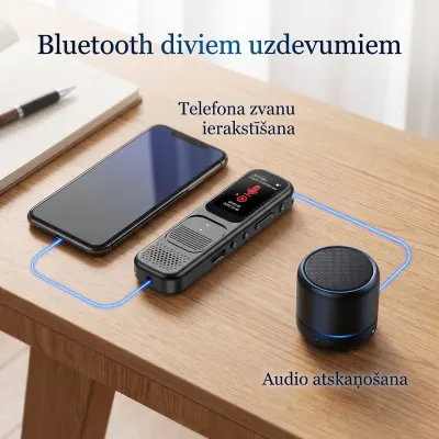 Professional Bluetooth voice recorder with DSP noise reduction and a TFT display, accessories and smart devices ad in Riga 3