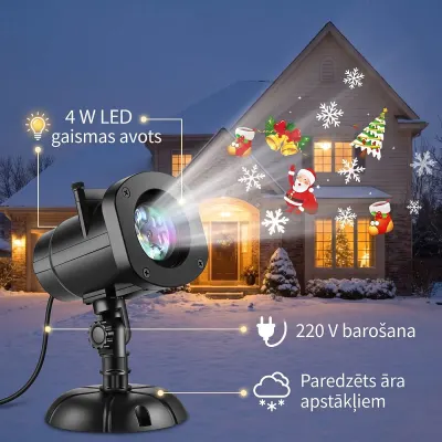 Christmas projector with 12 interchangeable discs, for outdoor use (white..., furniture and interior, lighting ad in Riga 3