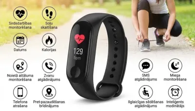 Soļu skaitītājs - pedometrs, sporta rokas pulkstenis ar miega, sirds un fitnesa..., sporta nodarbības, inventārs, piederumi sludinājums Rīgā 1