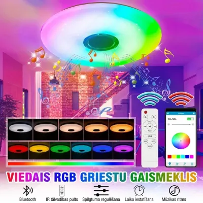 33-cm LED Ceiling Light with Bluetooth, furniture and interior, lighting ad in Riga 5