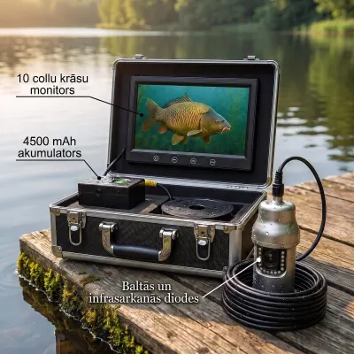 Underwater Camera with 10-Inch Screen, 360-Degree Rotation, 20-Meter Cable, 12V Battery, video and security systems ad in Riga 3