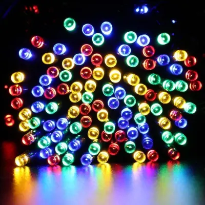 LED garden lights, 100-piece set with a solar panel for charging, 10-meter-long string, furniture and interior, lighting ad in Riga 2