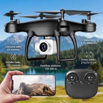 4K Dual-Sensor Drone with 2 Batteries and Altitude Hold, Remote Control with Screen, video and security systems ad in Riga 3