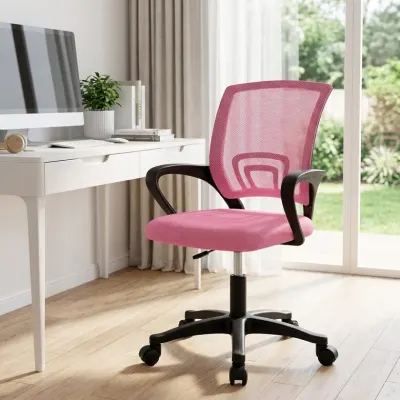Adjustable computer chair with pink fabric seat, 40–50 cm, 120 kg, for school use, furniture and interior, lighting ad in Riga 2