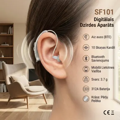 Digitālais Bluetooth Dzirdes Aparāts Labajai Ausij SF101, aksesuāri un viedierīces sludinājums Rīgā 3