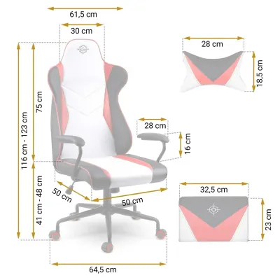 Sarkani balts ergonomisks datorkrēsls ar diviem spilveniem līdz 120 kg, mēbeles un interjers, apgaismojums sludinājums Rīgā 9