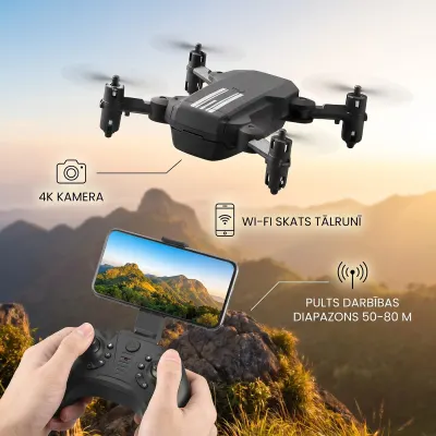 Mini kvadrokopteris drons 4K kamera WiFi 2.4GHz 15min lidojums bērniem, video un drošības sistēmas sludinājums Rīgā 2