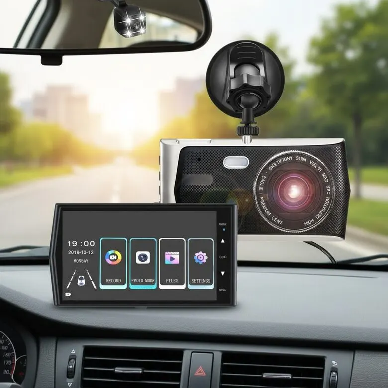 360g HD car dashcam with 3 cameras (facing the road, the interior, ..., video and security systems ad in Riga 1