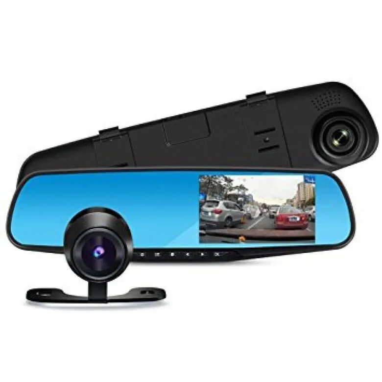 Automašīnas video reģistrators spogulis, 4,3 collu HD ekrāns + atpakaļskata kamera, video un drošības sistēmas sludinājums Rīgā 1