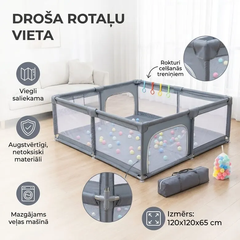 Bērnu bumbu baseins manēža 120 cm ar 100 krāsainām bumbām, bērnu mēbeles sludinājums Rīgā 1