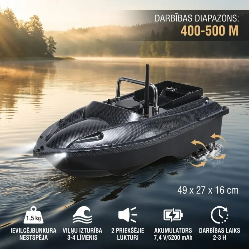 Fishing Bait Boat with Remote Control (500 m Range), 1.5 kg Payload Capacity, Dual Motors,..., furniture and interior, lighting ad in Riga 1