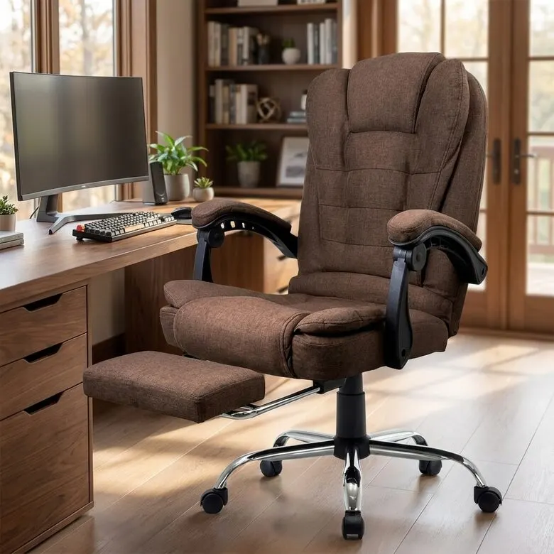 Ergonomic fabric computer chair, brown fabric, 150 kg, backrest 90–155°, furniture and interior, lighting ad in Riga 1