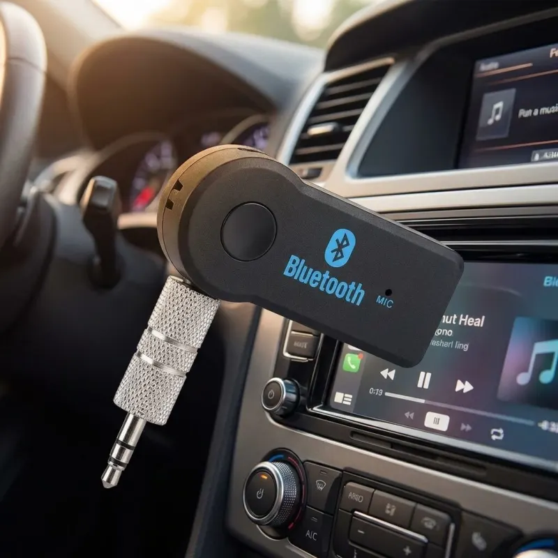 Bluetooth AUX adapteris automašīnām FM transmiteris ar 3.5mm savienotāju, aksesuāri un viedierīces sludinājums Rīgā 1