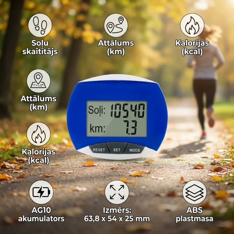 Pedometer, step and calorie counter, distance tracker, sports accessory, sports activities, equipment, accessories ad in Riga 1
