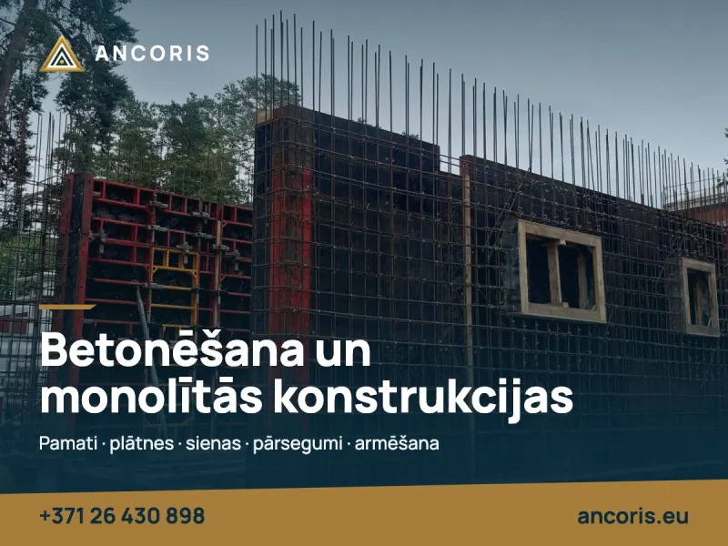 Construction of single-family homes, concrete work, foundations, house construction ad in Riga 1