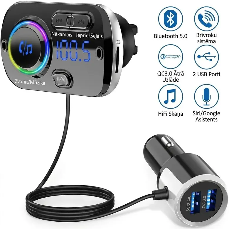 Bluetooth transmiteris Blue/Black 2 in1 charger, aksesuāri un viedierīces sludinājums Rīgā 1