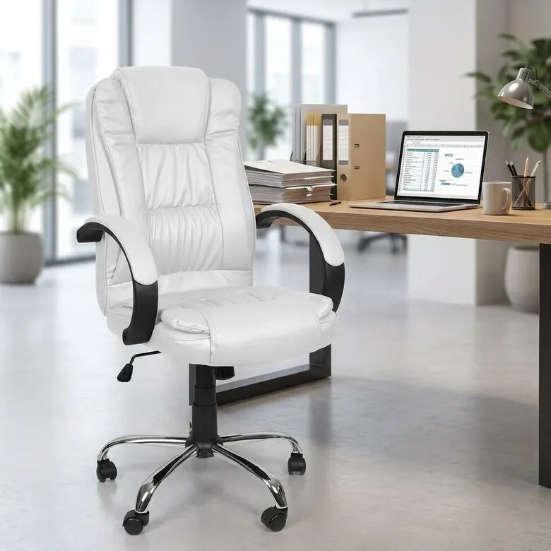 Biroja krēsls balts ergonomisks ar augstu atzveltni, mēbeles un interjers, apgaismojums sludinājums Rīgā 1