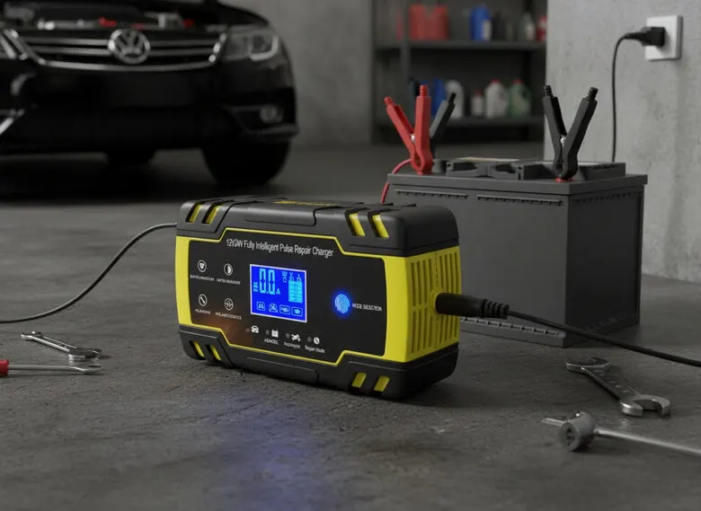 12V automašīnas/motocikla akumulatoru lādētājs, 6A, ar LCD ekrānu, aksesuāri un viedierīces sludinājums Rīgā 1