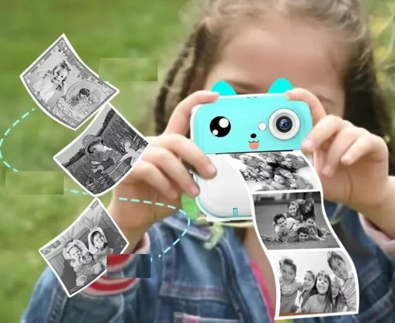 Children's Camera with Polaroid Photo Printing, 24MP, 2.4-inch IPS Display, Bluetooth, 800mAh Battery, Green, video and security systems ad in Riga 1