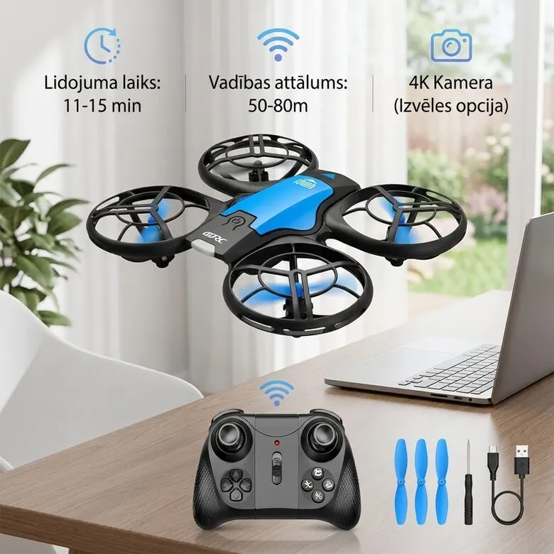 FlexCam 1800 Pro drons ar 90 grādu kameru un Wi-Fi vadību, video un drošības sistēmas sludinājums Rīgā 1