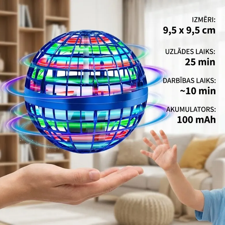 Lidojoša bumba / drons ar LED gaismām, lādējams, video un drošības sistēmas sludinājums Rīgā 1