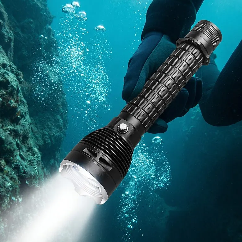 Underwater Flashlight with 7 LEDs (XM-L2 LED; 8,000 lumens; 200 m; Rechargeable), furniture and interior, lighting ad in Riga 1