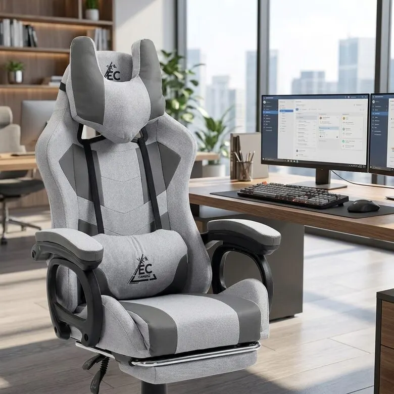 Ergonomic office chair with a footrest and adjustable backrest, comfortable office computer chair, furniture and interior, lighting ad in Riga 1