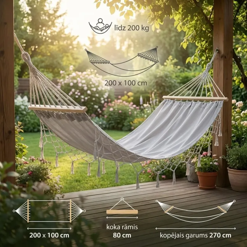 Стильная гамака 200x100 см, мебель и интерьер, освещение ad в Риге 1