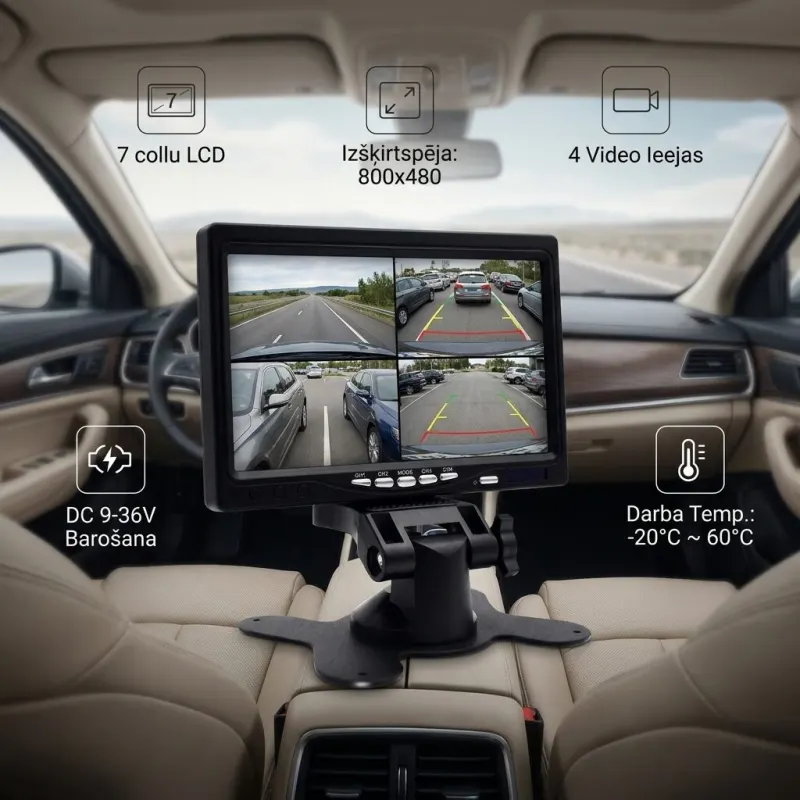 12V/24V Monitor, designed for 4 cameras, video and security systems ad in Riga 1