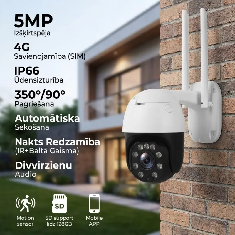5x Zoom, 4G Video Surveillance Camera with SIM Card (5MP camera, controllable from..., video and security systems ad in Riga 1