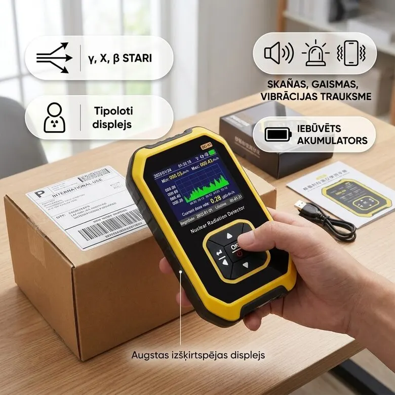 Radiation Detector: Gamma, X, and Beta Rays; Sound, Light, and Alarm; LCD, furniture and interior, lighting ad in Riga 1