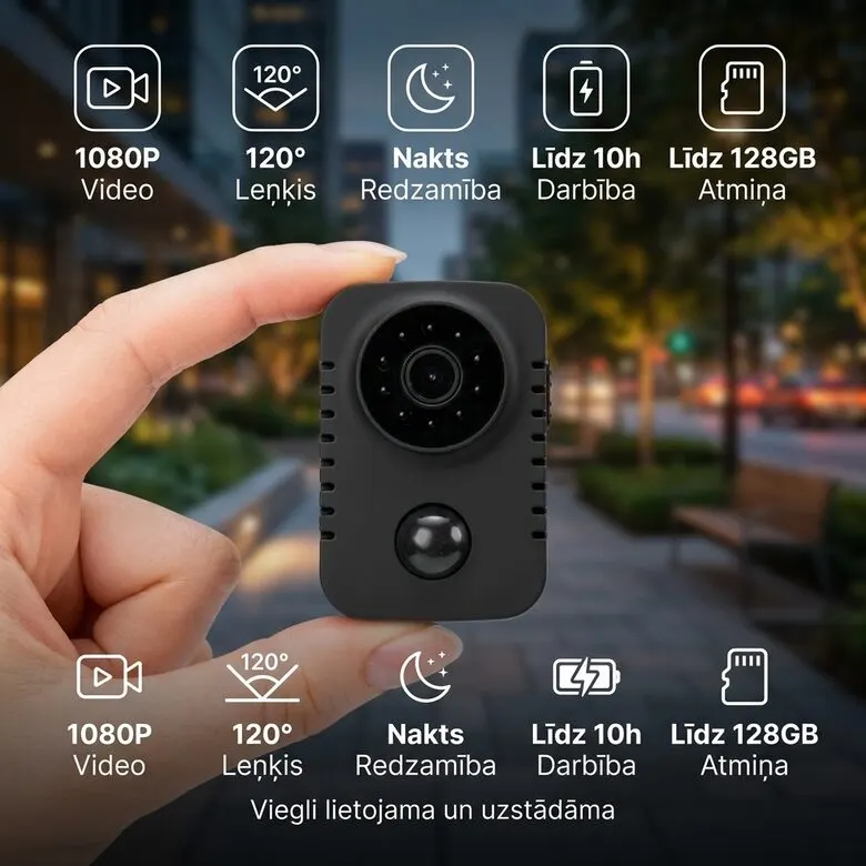 Mini Wifi IP bezvadu kamera (1080P HD, ieraksts, skaņa, nakts redzamība), video un drošības sistēmas sludinājums Rīgā 1