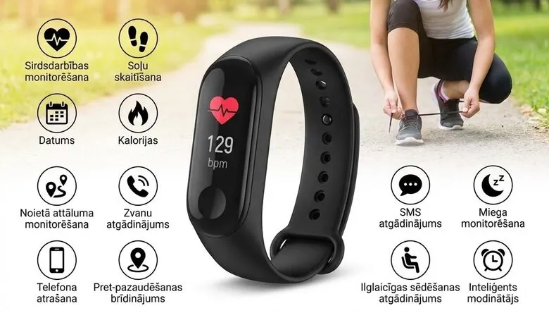 Soļu skaitītājs - pedometrs, sporta rokas pulkstenis ar miega, sirds un fitnesa..., sporta nodarbības, inventārs, piederumi sludinājums Rīgā 1