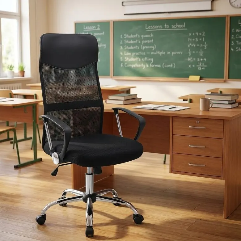 Ergonomisks biroja datorkrēsls siets melns 130 kg sēdeklis 46–57 cm TILT, mēbeles un interjers, apgaismojums sludinājums Rīgā 1